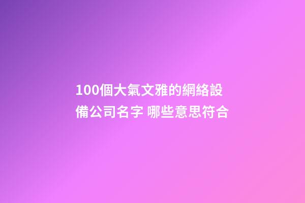 100個大氣文雅的網絡設備公司名字 哪些意思符合